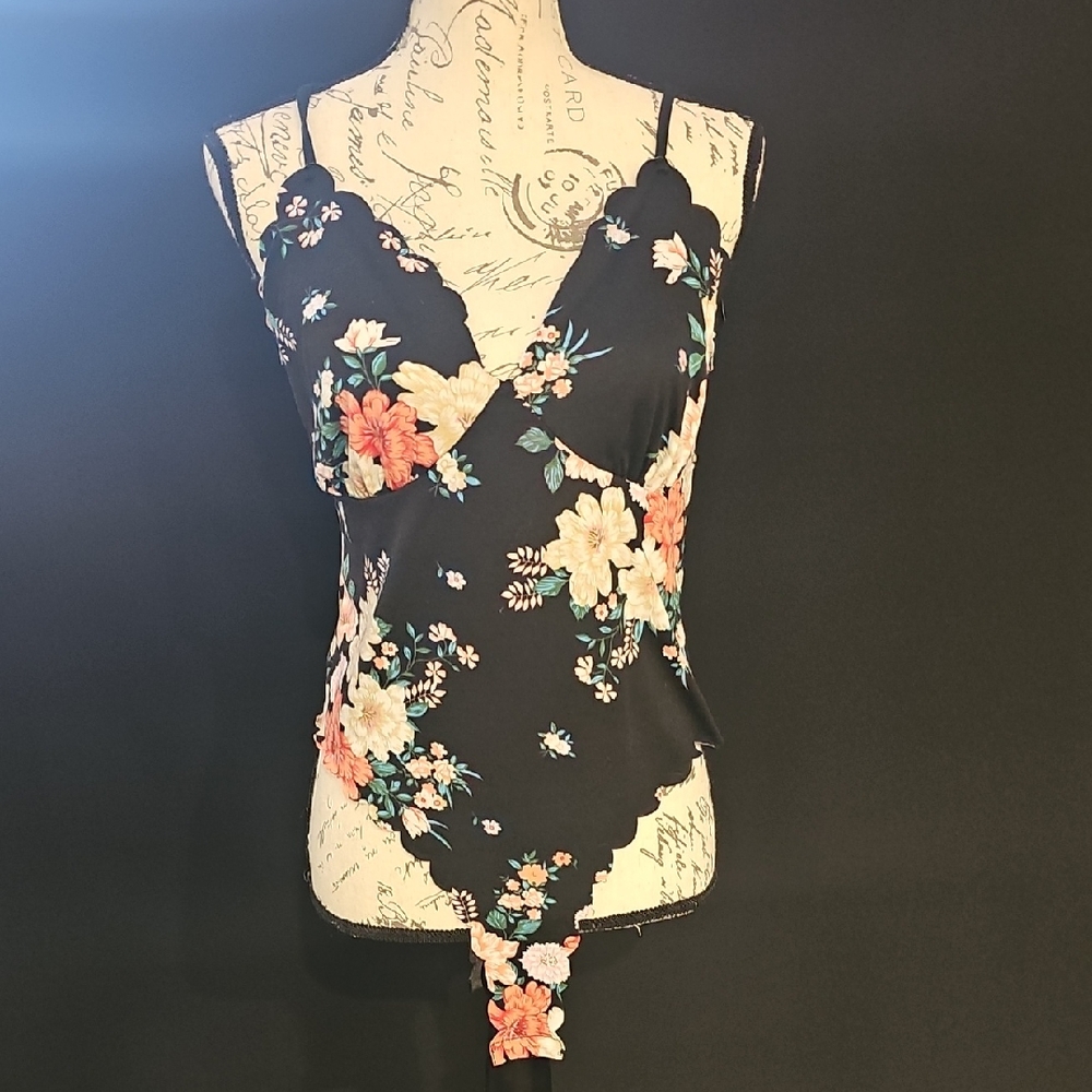 Floral Black Women's Bodysuit